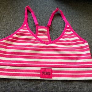 PINK Victoria's Secret Striped Pink and White Bra